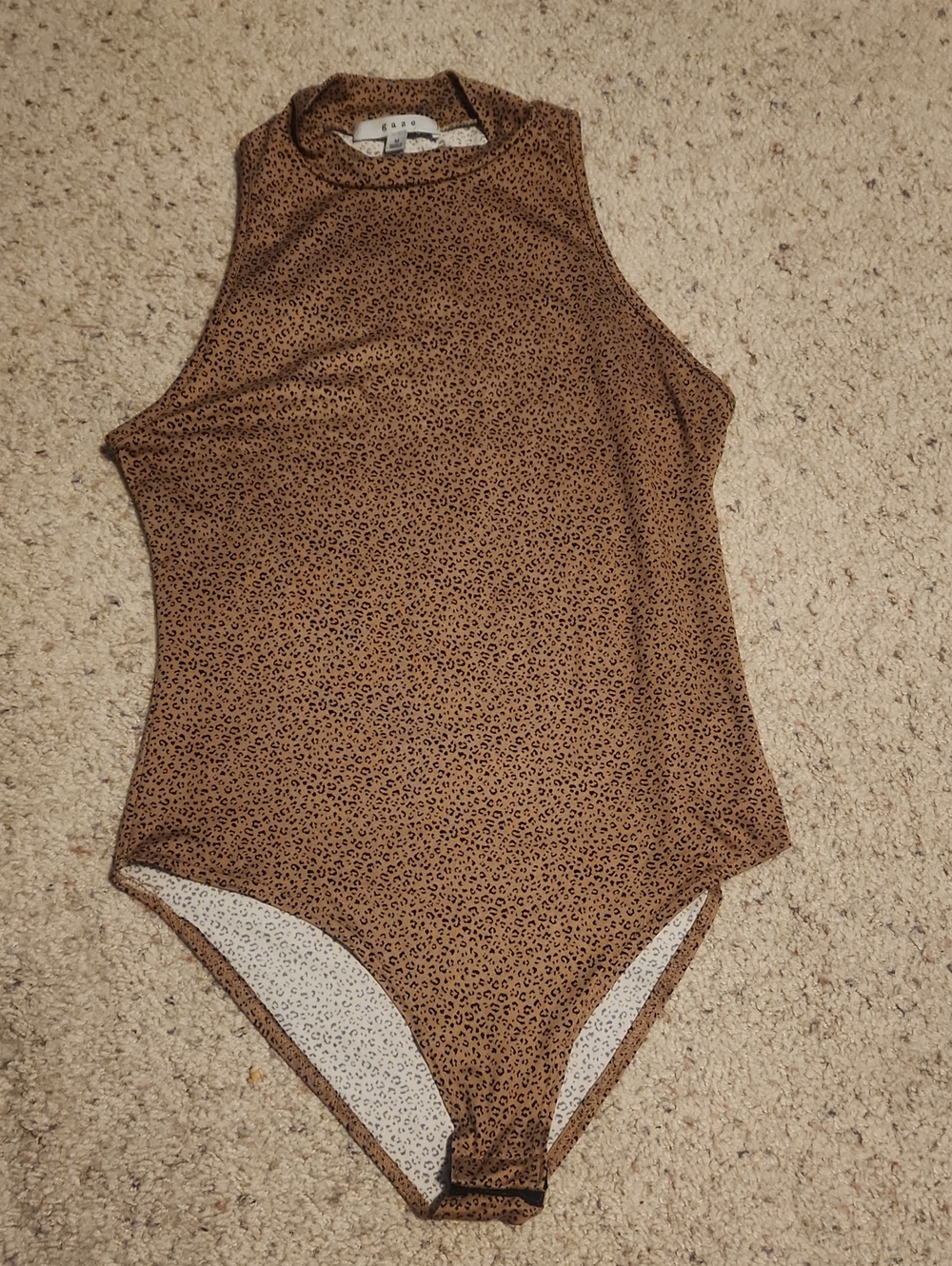 Gaze Brown Animal Print Design Tank Bodysuit Sz Medium